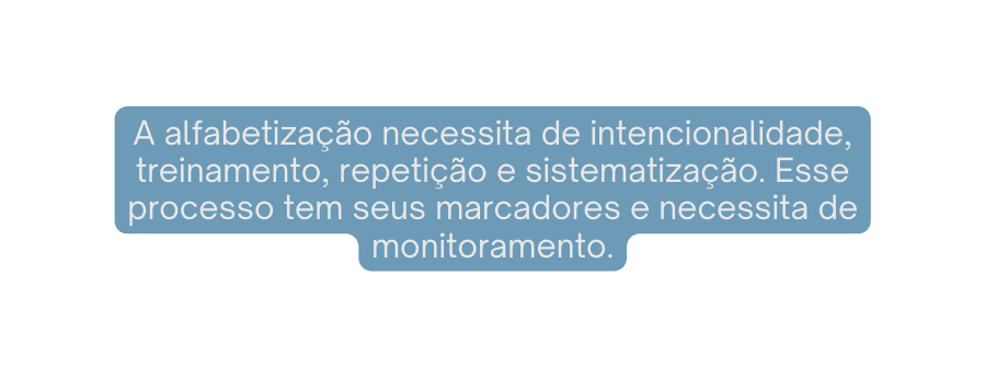 A alfabetização necessita de intencionalidade treinamento repetição e sistematização Esse processo tem seus marcadores e necessita de monitoramento